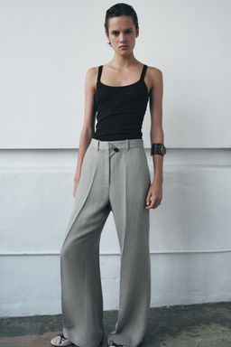 ZW COLLECTION FLARE TEXTURED TROUSERS - Zara фото 3