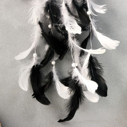 Ловец снов амулет «Инь-ян», чёрно-белые пёрышки, 44×15 см