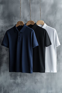 Siyah-Beyaz-Lacivert Slim/Dar Kesim 3l_ Paket Polo Yaka T-shirt TMNSS25PO00047