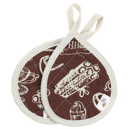 Кухонный комплект Эспрессо, вид 1: прихватка 18х16см форма Капелька - 2шт, рогожка 171г/м2, хлопок 100%, наполнитель - ватин 280г/м2, на пластмассовом подвесе, Домашняя мода (Россия)  фото 2