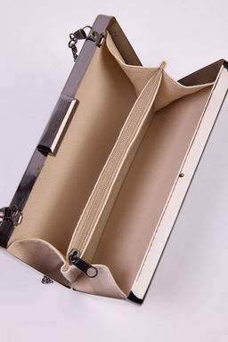 Metalik Gumus Uc Boyutlu Abiye Kad?n S?k Mini Clutch El Cantas? TAKSS25PY00004