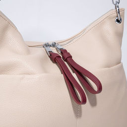 Сумка-мешок, отдел на молнии, 3 наружных кармана, длинный ремень, цвет бежевый/бордовый - Simaland фото 4