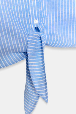 CAMISA NUDO CON LINO / Azul / Blanco - Zara фото 9