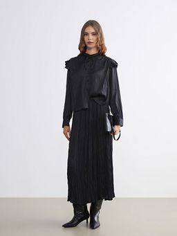 Ba?lamal? Yaka Saten F?rf?rl? Bluz