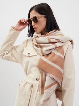 В составе шерсть и кашемир! теплый двусторонний палантин