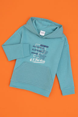 Erkek _ocuk Mint Kap__onlu _ardonlu Sweatshirt