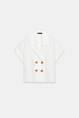 CAMISA CRUZADA MANGA CORTA / Blanco