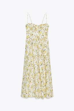 FLORAL PRINT POPLIN MIDI DRESS - Zara фото 6