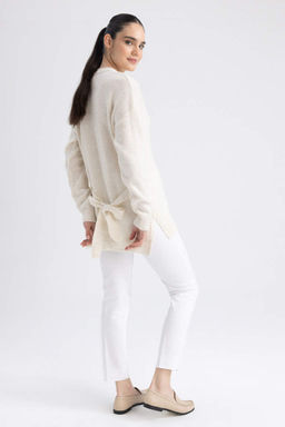 Свитер-туника с круглым вырезом Relax Fit - Defacto фото 5