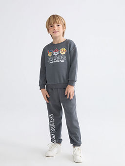 Bisiklet Yaka Paw Patrol Bask?l? Erkek ?ocuk Sweatshirt ve E?ofman Alt 2li Tak?m