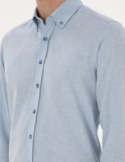 A__k Mavi Flanel Dokulu Slim Fit Uzun Kollu G_mlek - Pierre cardin фото 7