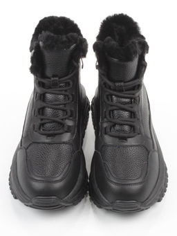 04-WG044-1M BLACK Кроссовки зимние женские (натуральная кожа, 100% шерсть)