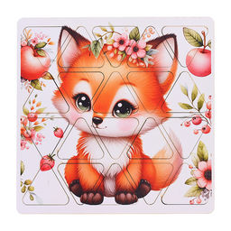Пазлы малые Лисичка 20см х 20см (древесный материал)