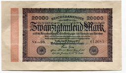 Банкнота 20000 марок 1923 года Германия