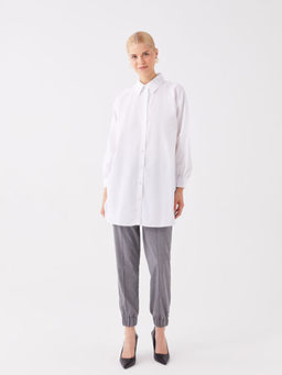 D?z Uzun Kollu Oversize Kad?n G?mlek Tunik