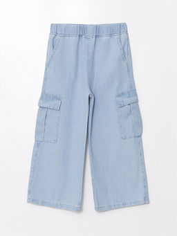 Beli Lastikli Wideleg K?z ?ocuk Kargo Jean Kapri