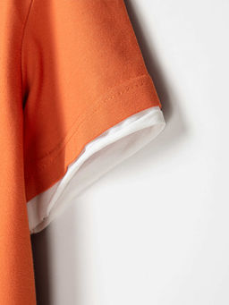 Футболка с контрастной отделкой Терракот с принтом 7+ - Bungly фото 4