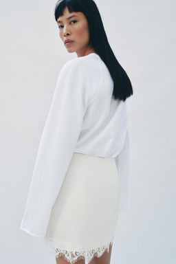 FALDA PANTAL?N BAJO ENCAJE / Crudo - Zara фото 3