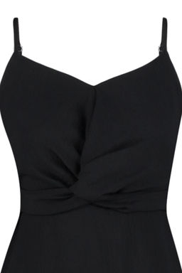 TRENDYOLMILLA Siyah A Kesim Ask?l? Gogus Detayl? Midi Dokuma Elbise TWOSS23EL02057