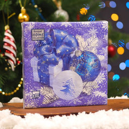 Цена за 2 шт. Салфетки бумажные Home Collection Новогодняя композиция синяя, 3 слоя, 33?33 см, 20 шт.