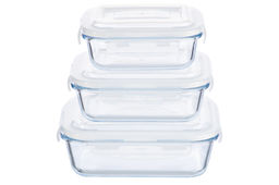 Набор 3 прямоугольных контейнеров 360 мл, 600 мл, 1000 мл с пластик. крышк. с защел., с сил.уплотн Elan Gallery