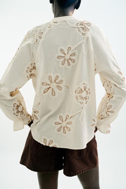 EMBROIDERED TEXTURED BLOUSE - Zara фото 12