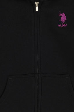 K_z _ocuk Siyah Kap__onlu Fermuarl_ _ardonlu Basic Sweatshirt Sepette S_rpriz _ndirim - U.s. polo assn фото 10