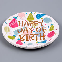 Цена за 10 шт. Тарелка бумажная Happy Birthday Колпаки, 18 см - Страна карнавалия фото 3