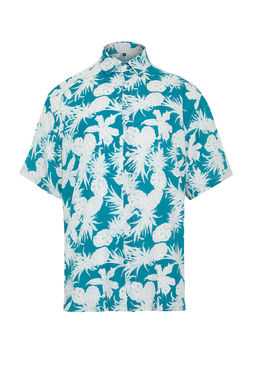 Mavi Unisex Oversize Fit Ananas Bask?l? %100 Viskon K?sa Kollu Salas Yazl?k Gomlek TMNSS24GO00041 - Trendyolmilla фото 7