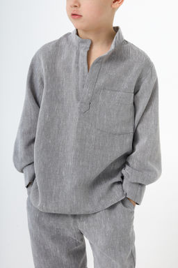 Рубашка в полоску Лен, черная - Inzibe фото 32