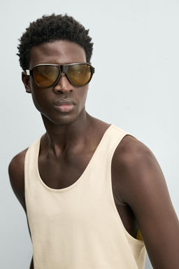 CAMISETA TANK REGULAR FIT MEDIUM WEIGHT / Beige claro - Zara фото 5