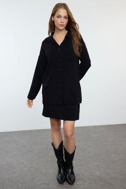 TRENDYOLMILLA Siyah Mini Triko Basic Elbise TWOAW25EL00051  фото 8