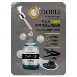 Тканевая маска для лица с экстрактом черной икры Real Essence Doris Jigott, Корея, 23 мл Акция
