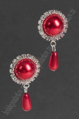 Серединка ювелирная с подвеской (2 шт) SF-5954, серебро/красный №31