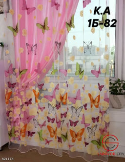 Тюль с рисунком бабочек