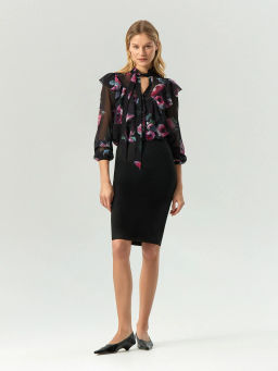 ЕМКА / Рубашка из шифона с цветочным принтом - Emka фото 3