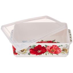 БЛЮДО ПРЯМОУГОЛЬНОЕ С РУЧКАМИ И СИЛИКОН.КРЫШКОЙ LEFARD МАКИ 20,5*12*6 СМ  фото 3