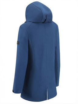 Парка женская софтшелл виндстоппер удлинённая с капюшоном синего цвета 9618_1S