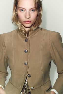 FAUX SUEDE PADDED SHOULDER BLAZER - Zara фото 2