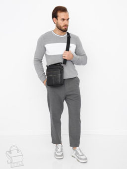 Сумка мужская кожаная 634M black Fuzhiniao в Новосибирске