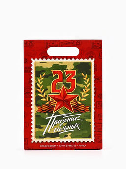Подарочный набор, ежедневник А5, 80 л, блок бумаги, ручка «С 23 февраля»