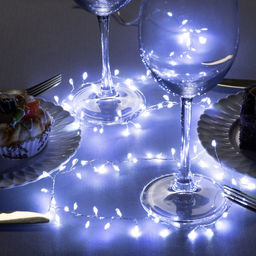 Гирлянда Мишура 1 м, роса, IP20, серебристая нить, 100 LED, 2 режима, от батареек АА?3, свечение белое