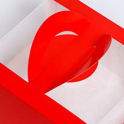 Коробка под бенто-торт с окном, алый, 14 х 14 х 8 см - UPAK LAND фото 3