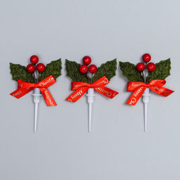 Декор для творчества «Новогодняя веточка», в наборе 3 шт., размер 1 шт. — 9×6×1 см