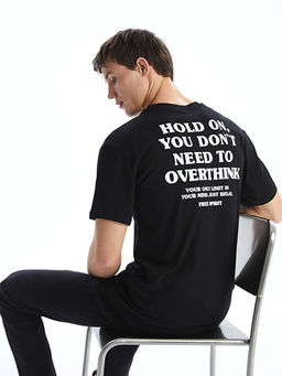 Bisiklet Yaka K?sa Kollu Bask?l? Penye Erkek Ti??rt