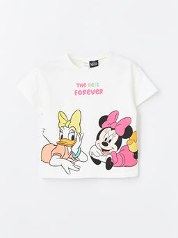 Bisiklet Yaka Minnie Mouse Bask?l? K?z Bebek Ti??rt
