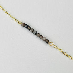 Колье на цепочке с камнем Обсидиан и подвеской "Колибри" 46 см +