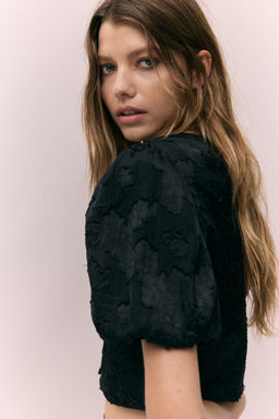 Blusa cropped en tejido jacquard - H&m фото 3