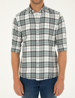 Su Ye_ili Ekose Slim Fit Uzun Kollu G_mlek