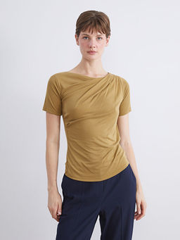 Bisiklet Yaka B?zg?l? Modal Kar???ml? Bluz